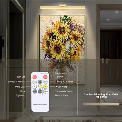 Vista 3 de Luz de imagen para pinturas funciona con pilas, iluminación artística inalámbrica, luz de arte recargable con control remoto y temporizador, lámpara