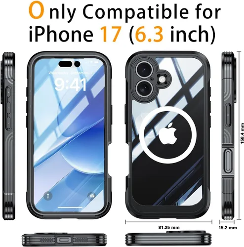 Vista 9 de TOPF&B Funda magnética para iPhone 16, compatible con MagSafe, cubierta completa de 360 grados, protector de pantalla de privacidad integrado