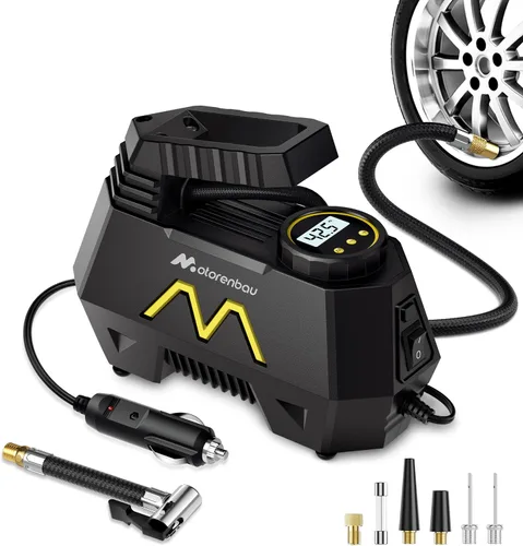 Vista 10 de Inflador de neumáticos, compresor de aire portátil, bomba de aire para neumáticos de automóvil, cable de 9.84 pies, bomba automática de 12 V CC
