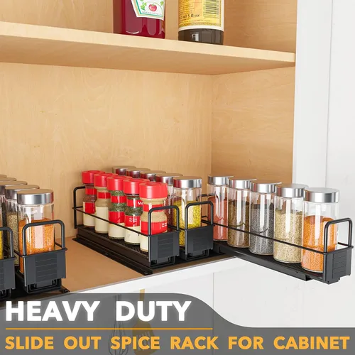 Vista 3 de SpaceAid Organizador de estantes de especias extraíble para gabinete, organizador de condimentos deslizante y resistente para cocina, organizador