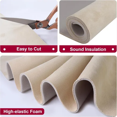 Vista 2 de Tela de Forro de Techo de Gamuza con Respaldo de Espuma 60" An×36" L Material de Forro de Techo de Gamuza para Automóvil Camión RV SUV Barco Hogar