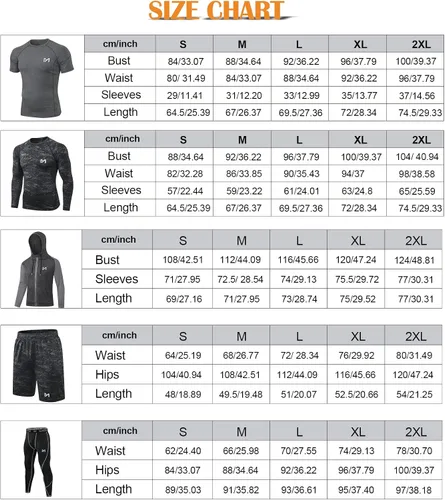 Vista 7 de MEETYOO mens 5pcs Men's Compression Sets Pants Long Sleeve Shirt Athletic Shorts Running Jacket