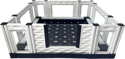 Vista 12 de EZwhelp EZclassic 28"x28"x18" Caja de parto acolchada pequeña para perros con rieles, suministros para parto de cachorros, almohadilla negra