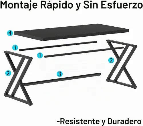 Vista 7 de LVB Escritorio moderno negro de la oficina del metal y de madera