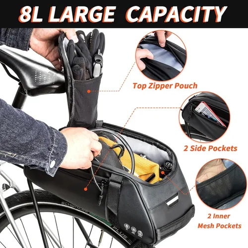 Vista 3 de Bolsa trasera para bicicleta reflectante, resistente al agua, bolsa de almacenamiento para maletero de bicicleta, bolsa de transporte para pecho