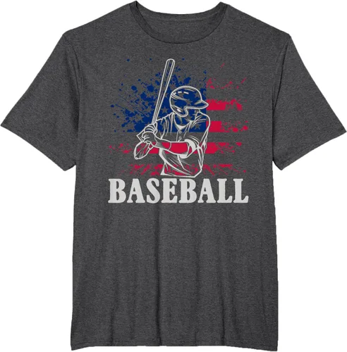 Vista 21 de Camiseta de béisbol deportiva estadounidense con bandera estadounidense, Negro, S