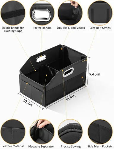 Vista 3 de Organizador de asiento de automóvil, organizador de asiento delantero, organizador plegable para automóvil y almacenamiento para asiento trasero