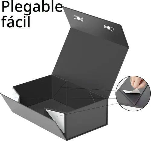 Vista 4 de RYDDOY Caja de Regalo Negra, 9.5x6x3'' Cajas de Regalo para Regalos con Tapas Cierre Magnético Rectangular Plegable para Caja de Propuesta