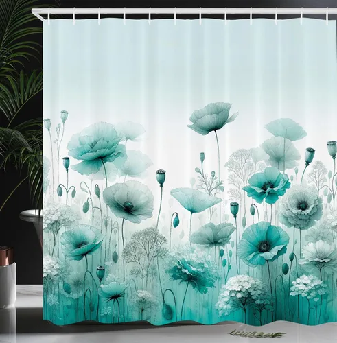 Vista 8 de Cortina de poliéster para regadera Ambesonne Decor Collection Verde azulado