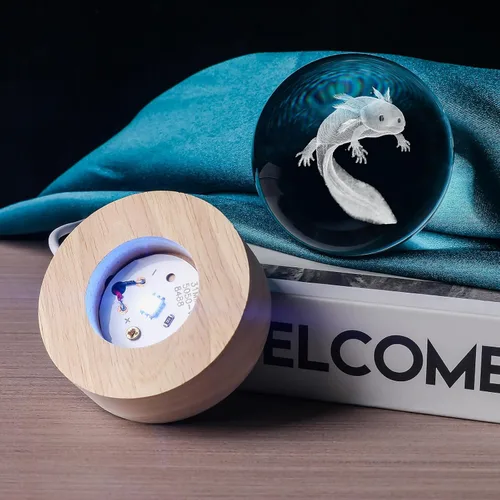 Vista 5 de Bola de Cristal 3D Axolotl de 60mm Axolotl Lámpara Nocturna de Juguete Regalos para Mujeres Esposa Novia Mamá Pareja Figura de Axolotl para Niñas