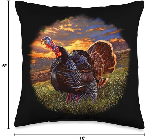 Vista 4 de Fantastic Designs by NANDI, LLC Art Design Big Sunset Image - Cojín de regalo para caza de Turquía, 16.0 x 16.0 in, multicolor