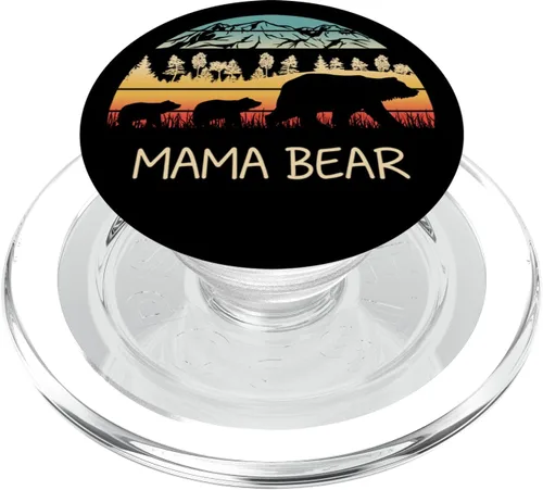 Vista 7 de Oso de mamá con 2 cubos, enchufe Pop Socket Retro Montañas Día de la Madre – PopSockets Grip y soporte para teléfonos y tabletas