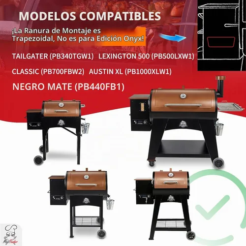 Vista 2 de Tablero de control trapezoidal para Pit Boss Tailgater, Lexington, Classic Mate negro