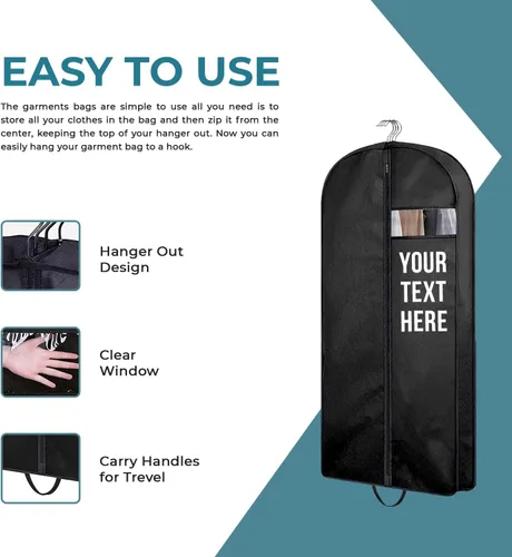 Vista 4 de Personalized Passion Bolsas de ropa para hombres y mujeres, tamaño perfecto de 60 pulgadas, funda de traje para viajes y almacenamiento, bolsa