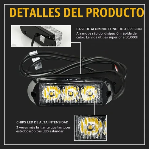 Vista 4 de Purishion - 3 Luces estroboscópicas LED de emergencia, impermeables, color ámbar, 12 diferentes intermitentes para automóvil, SUV, camioneta