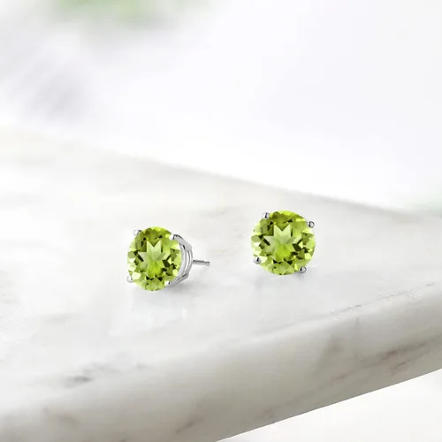 Vista 5 de Gem Stone King Aretes de plata de ley 925 con piedra natal redonda de 0.276 in para mujer