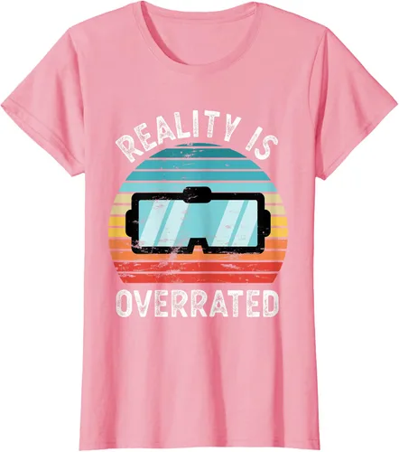 Vista 10 de Reality is Overrated VR - Camiseta divertida de regalo de realidad virtual, Negro, S