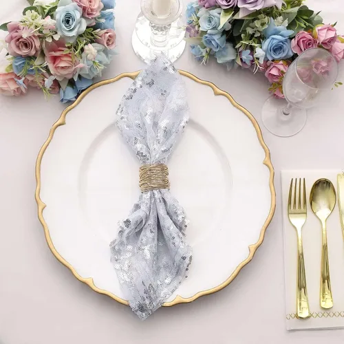 Vista 14 de Efavormart - Superposición de mesa de tul bordado de hojas de lentejuelas plateadas de 72 x 72 pulgadas, mantel cuadrado transparente Plateado