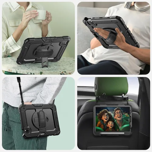 Vista 6 de SEYMAC Funda para iPad Pro 11 de 4ª, 3ª, 2ª, 1ª generación (2022/2021/2020/2018), funda protectora de cuerpo completo a prueba de golpes con Negro