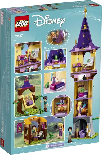 Vista 5 de LEGO Disney Princess Rapunzel's Tower 43187 Kit de juguetes de construcción de castillo y juego con 2 mini muñecas de película enredada, idea