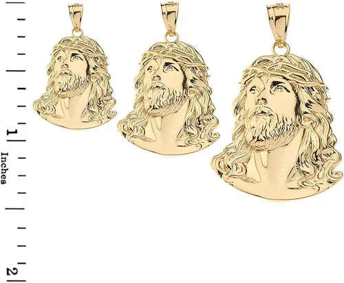 Vista 3 de Collar con dije de cabeza de Jesús joyería religiosa 092 pulgadas
