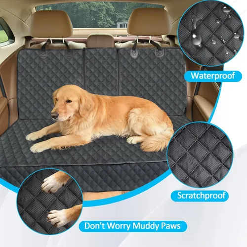Vista 5 de Funda de asiento de automóvil para perro, funda para asiento trasero, funda de mascota para perros, impermeable, protector de asiento de automóvil
