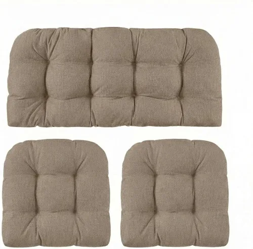 Vista 19 de RSH DECOR: Sunbrella - Juego de 3 cojines de mimbre copetudos 41 x 19 pulgadas y 19 x 19 pulgadas Fabricado con tela de rendimiento Sunbrella