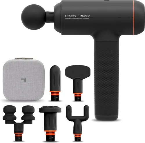 Vista 9 de Sharper Image Powerboost - Pistola de masaje de percusión de tejido profundo [versión 2026] - Masajeador de mano 6 velocidades 5 accesorios