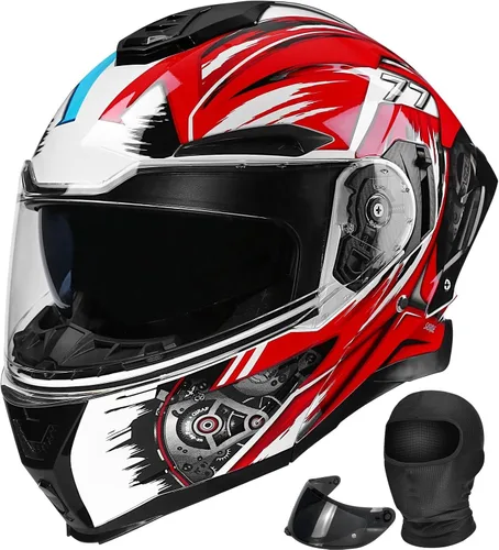 Vista 8 de Casco Moto Modular, Doble Visera Solar Antivaho y Visión 190°, Ventilación Multizona, Forro Extraíble Lavable, ABS Resistente DOT Homologado