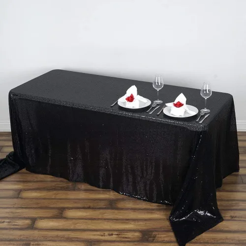 Vista 19 de Tableclothsfactory Luxury Collection Duchess - Mantel rectangular de lentejuelas, 60 x 126 pulgadas, color plateado