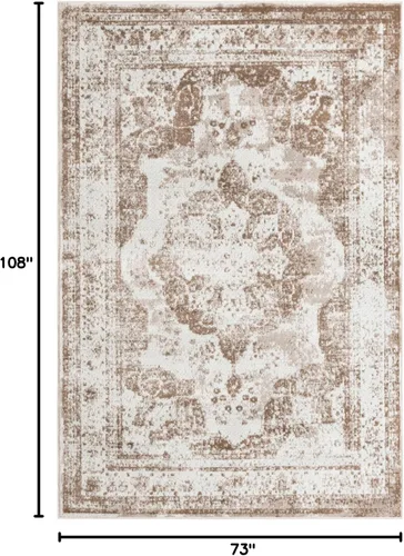 Vista 101 de Unique Loom Colección Sofia - Alfombra de área Salle Garnier (7' 1" x 10' Rectángulo, Borgoña/ Marfil)