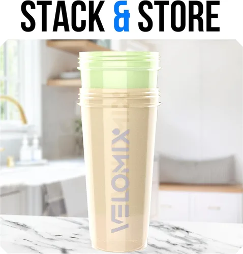 Vista 6 de VELOMIX Paquete de 2 botellas mezcladoras de proteínas de 28 onzas para mezclas de proteínas, colores tierra Wire Whisk Included, Leak Proof