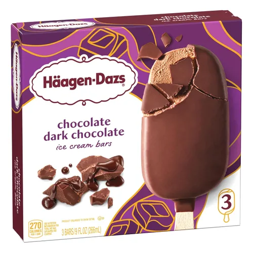 Vista 9 de Haagen-Dazs, Barras de helado de chocolate negro con chocolate, 3 unidades (congelado)