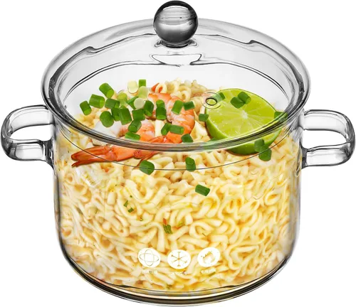 Vista 9 de Yardwe Olla de vidrio, 1.4 cuartos de galón resistente al calor para estufa, utensilios de cocina de vidrio transparente para popurrí, pasta