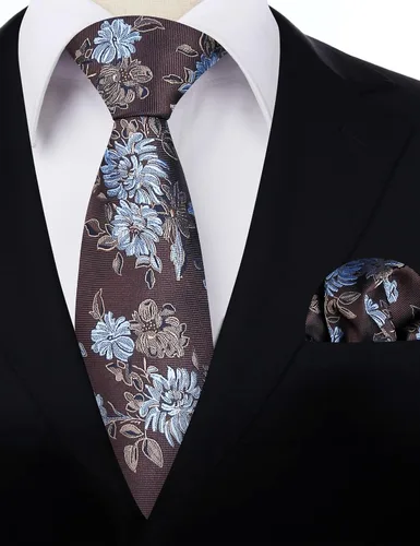 Vista 82 de Alizeal Mens 3.15inches Leaf Flower Pattern Tie with Floral Pocket Square Set