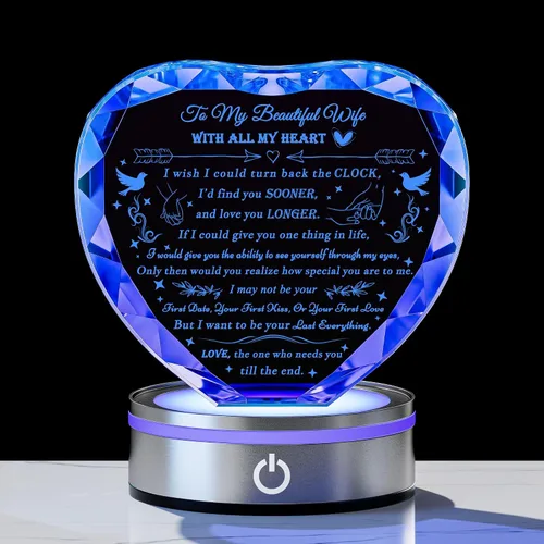 Vista 14 de Regalos Qianwei para novia de novio únicos - Regalos personalizados de corazón de cristal para mi novia que lo tiene todo - Ideas de regalo