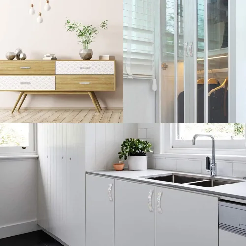 Vista 7 de SAVORI Tiradores para Cajones con Manija de Cristal Brillante, para Cajones, Alacena, Armario, Closet, Guardarropa, Puerta de Mueble, Manija Moderna