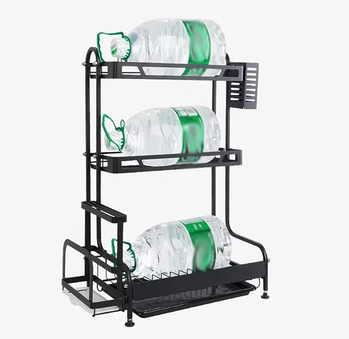 Vista 8 de Escurridor de platos que ahorra espacio de 2 niveles para encimera de cocina, bandeja escurridor de platos de acero inoxidable con soporte