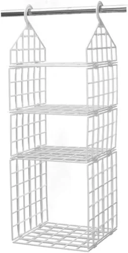 Vista 8 de Organizador de armario colgante de plástico, estante de almacenamiento plegable para armario, estante de almacenamiento plegable de múltiples capas