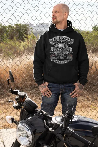 Vista 2 de Motocicleta Live to Ride Sudadera con capucha Flames Eagle USA Hombre