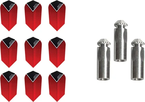 Vista 5 de Optix 3 juegos de dardos delgados Harrows más 1 juego de protectores de vuelo de dardos de aluminio Negro