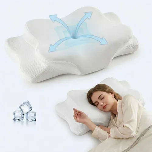 Vista 9 de Almohada cervical para el cuello, almohada cervical para aliviar el dolor de cuello, almohada cervical - Soporte de cuello y hombro, funda lavable