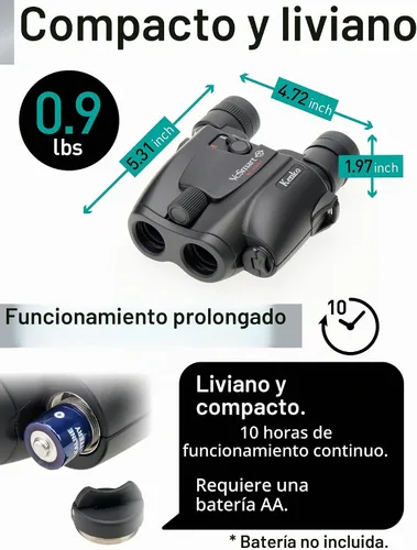 Vista 5 de Kenko Binocular de estabilización de imagen VC Smart Compact Black 8 x 21, revestimiento completamente múltiple, revestimiento repelente al agua