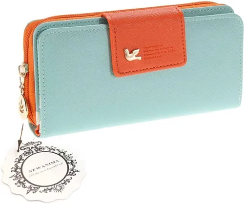 Vista 2 de NEWANIMA Billetera para mujer para múltiples tarjetas dos pliegues de cremallera larga cartera de mano Azul Skyblue NA