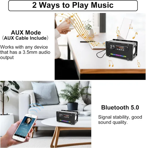 Vista 6 de Kit de altavoces DIY compatible con Bluetooth, kit de práctica de soldadura de radio FM DIY USB amplificador de sonido para el hogar control remoto