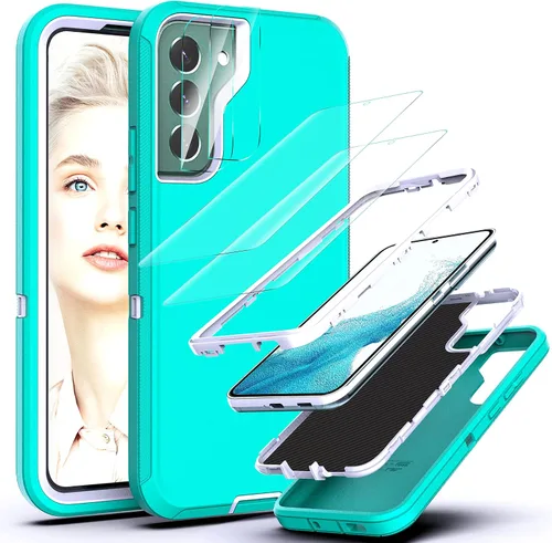 Vista 12 de YmhxcY Funda S22, funda para Galaxy S22, funda duradera de 3 capas a prueba de caídas, protección contra caídas, funda de goma sólida mate