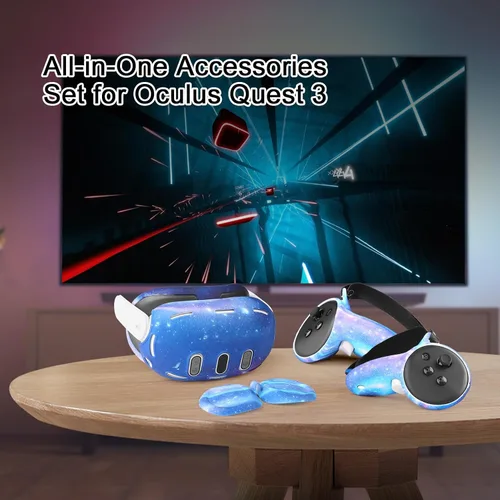 Vista 7 de Relohas Deluxe 5 in 1 Silicone Accessories for Meta Quest 3, VR Protective Case Set, Controller Grip Cover, VR Shell Cover, Face Cover, Gifts for