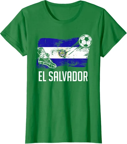 Vista 26 de Camiseta salvadoreña con bandera de fútbol salvadoreño