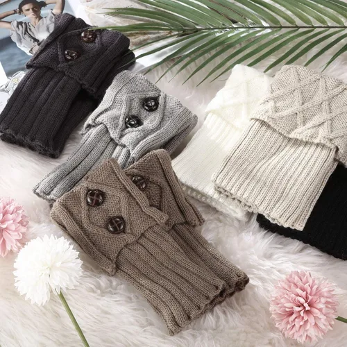 Vista 7 de Geyoga 6 pares de calcetines de punto de ganchillo para mujer, calcetines elásticos para botas para invierno, Multicolorido
