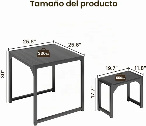 Vista 7 de Gizoon - Juego de mesa de comedor cuadrada para 2, mesa de cocina con 2 bancos, color negro
